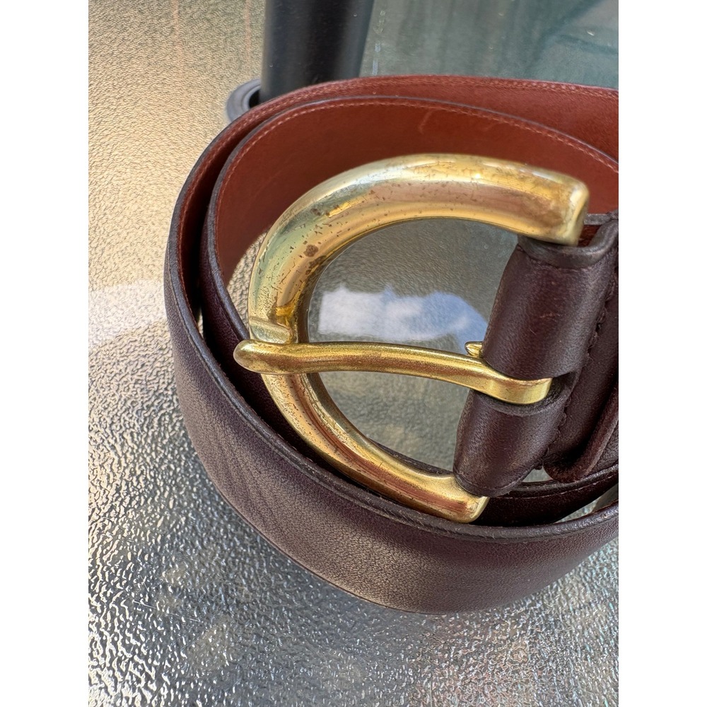 Coach Costa Rica 8503 Vintage Brown Leather Wide Belt Solid Brass Buckle Medium